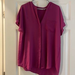 Magenta button down blouse